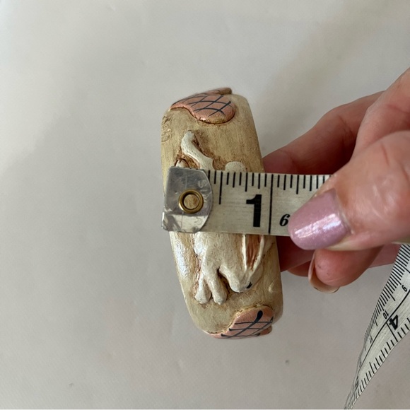 Jim Shore Wooden Bangle Bracelet Easter Rabbit Hearts 1990 - Picture 8 of 8